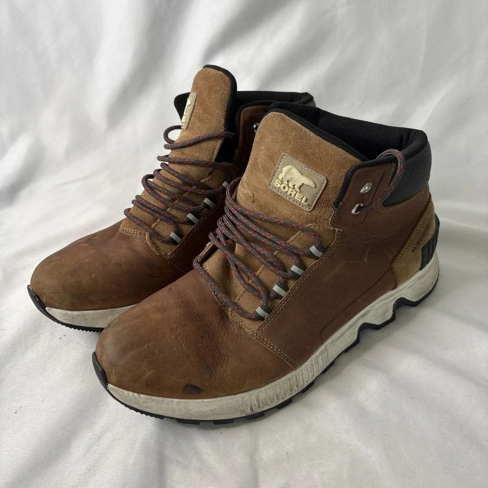 Sorel Mac Hill Mid Leather Tan Waterproof‎ Hiking Boots Mens Sz US 11.5 Outdoor